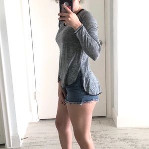 Nation LTD Gray with Black Long Sleeve Tee S